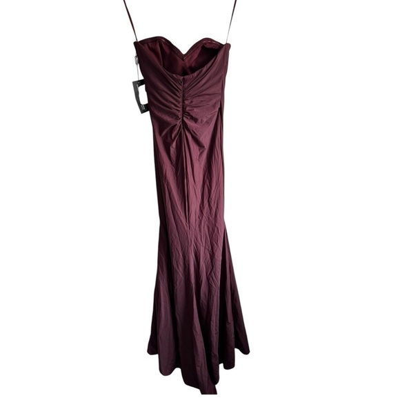 La Femme Prom 30502 Sweet 2 Wine Burgundy Strapless Ruched Maxi Dress Formal - Picture 6 of 6
